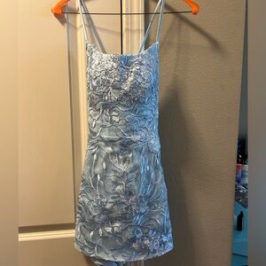 Blue floral short dress